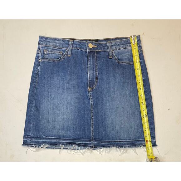 Just Black Denim Raw Hem Mini Skirt Women’s M Blue Stretch USA Made Americana - Picture 3 of 9